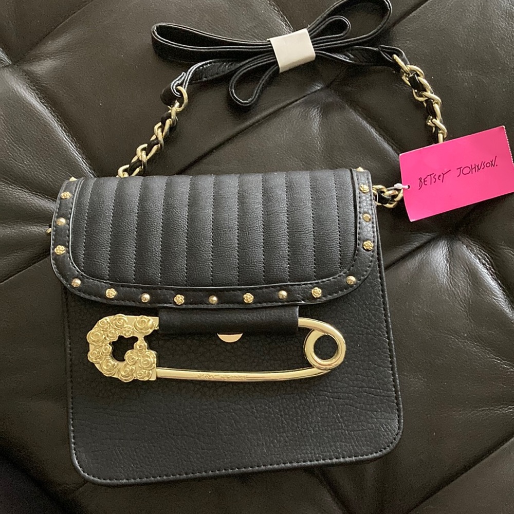 Betsy Johnson pretty in punk safety pin purse